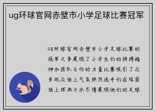 ug环球官网赤壁市小学足球比赛冠军